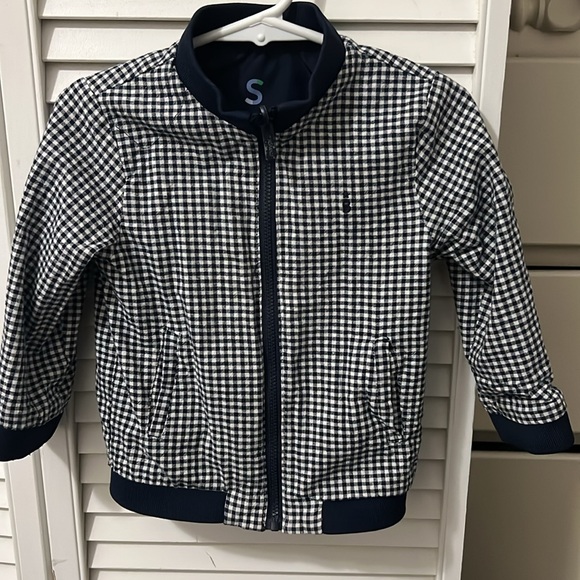 Mayoral Reversible Bomber Jacket - Navy Blue Gingham - Picture 7 of 7